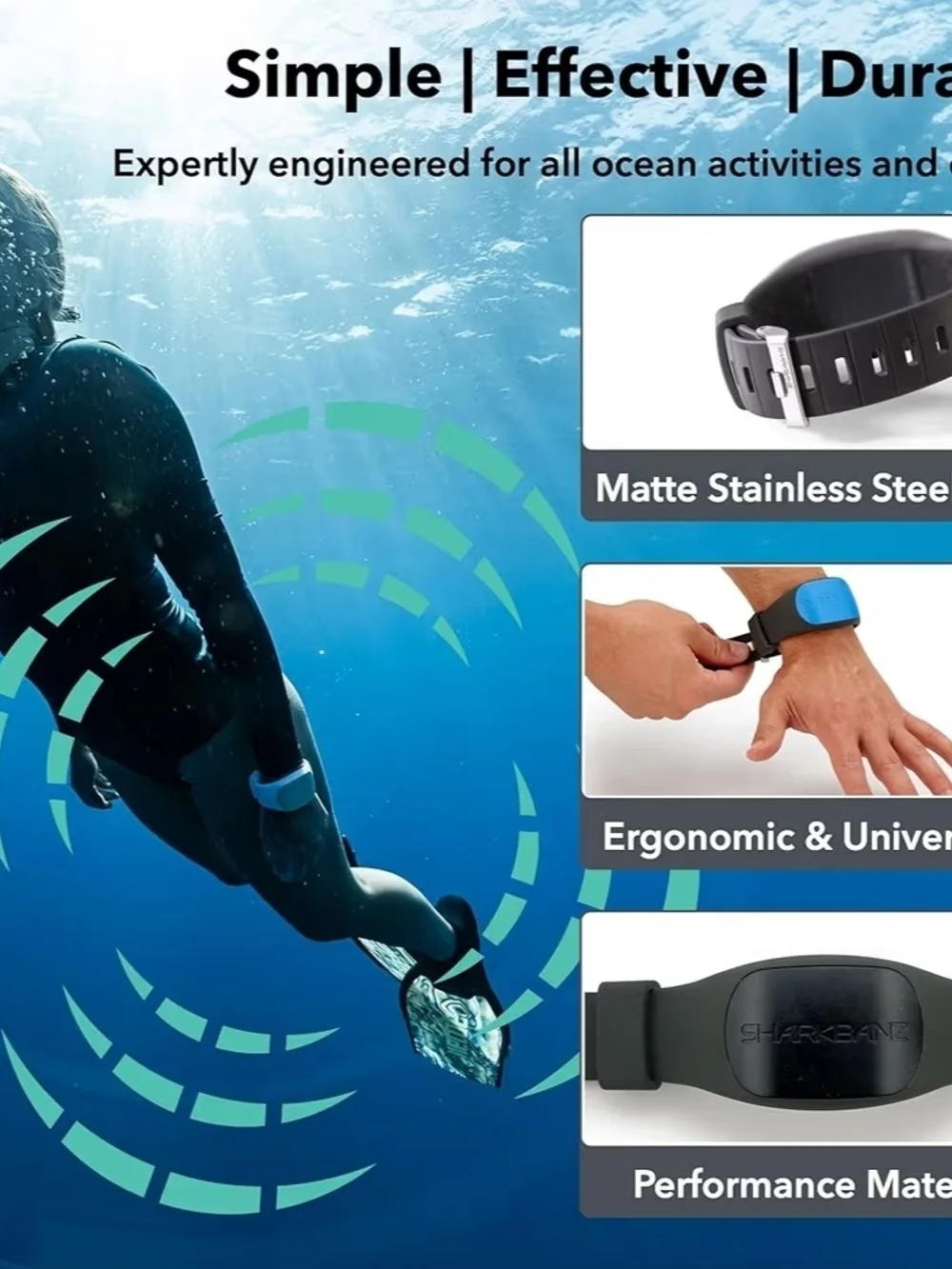 Sharkbanz 2 Magnetic Shark Deterrent Band Black/Blue | Waterproof | Shark Repel
